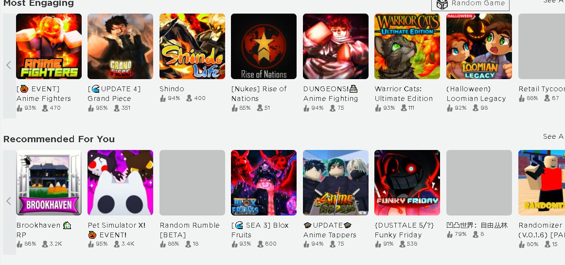 ClNbow's tweet photo. yoooo #roblox #robloxdown #robloxisback 

roblox lookin kinda.. dead right now 

never thought i would see the top game having less than 1k active players lol https://t.co/mniAjWrYEa