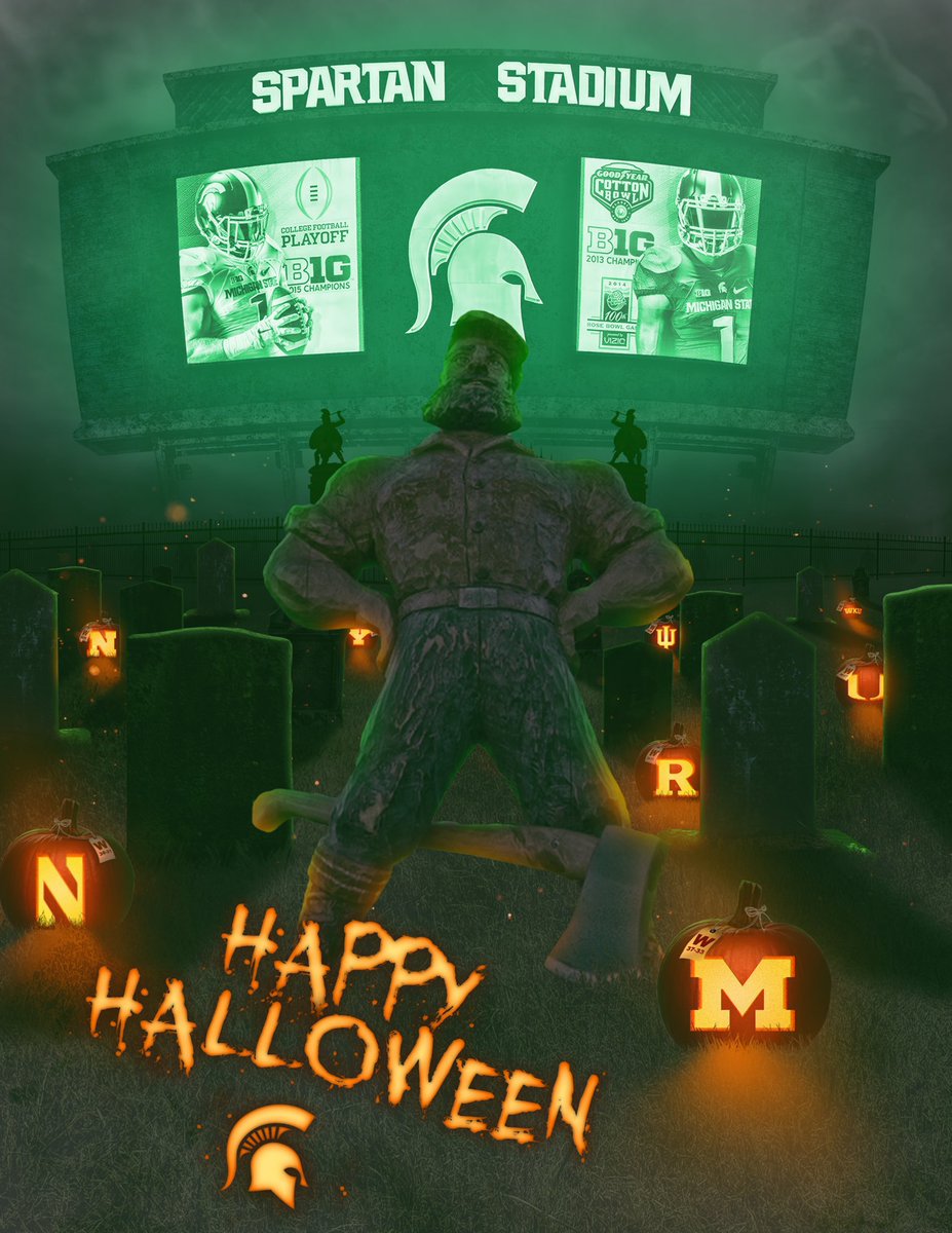 TatesTakeHoops's tweet photo. they couldnโt wait to press the send button on those texts sounds fitting being Halloween that maybe they were scared #happyhalloween #tuckcomin #relentless #tatestake #spartyparty #weownthestate #paulbunyan #weplayalittlefootballtoo ๐ ๐๐๐ป #unbeaten #undefeated @msu_football https://t.co/2QGUP4BOCC