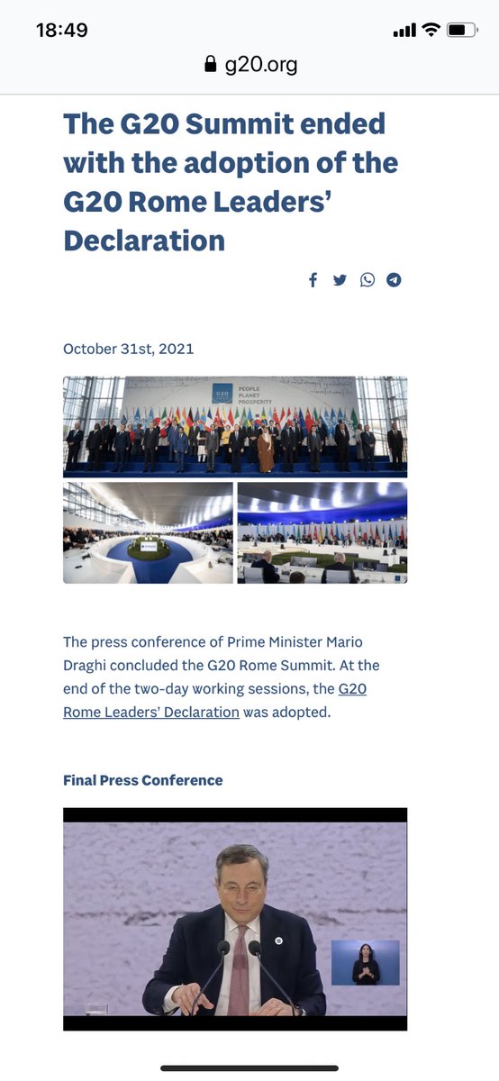 Con el anuncio de un Impuesto mínimo global de 15% a grandes corporaciones y la salida completa del carbon de la matriz energética global, como un guiño a la #COP26, terminó hoy la Cumbre del #G20 en Roma. #CrisisClimática  <a href="/gabrielboric/">Gabriel Boric Font</a> <a href="/danieljadue/">Daniel Jadue</a> <a href="/ElisaLoncon/">Elisa Loncon Antileo</a> <a href="/Jaime_Bassa/">Jaime Bassa</a>