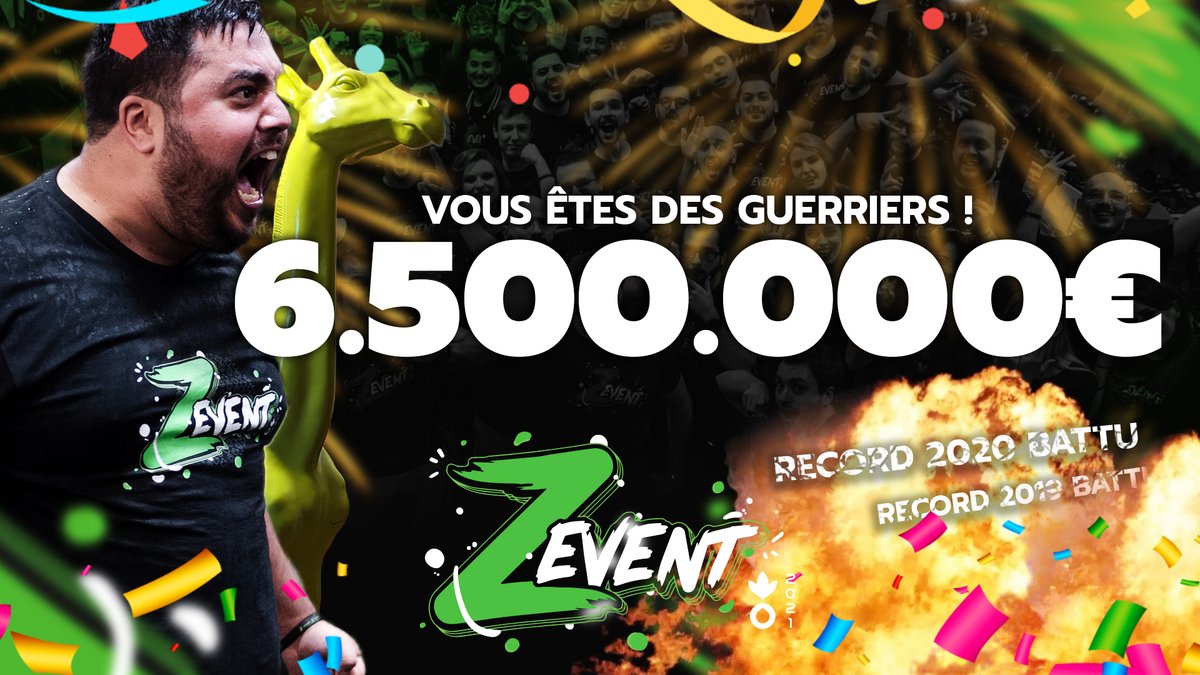 ZEVENTFR's tweet image. En ajoutant le montant (provisoire) des t-shirts, nous atteignons les 6 MILLIONS 500 MILLE EURO !

On explose DÉJA le record de l'année dernière !!!

OMG !!! 💚💚💚