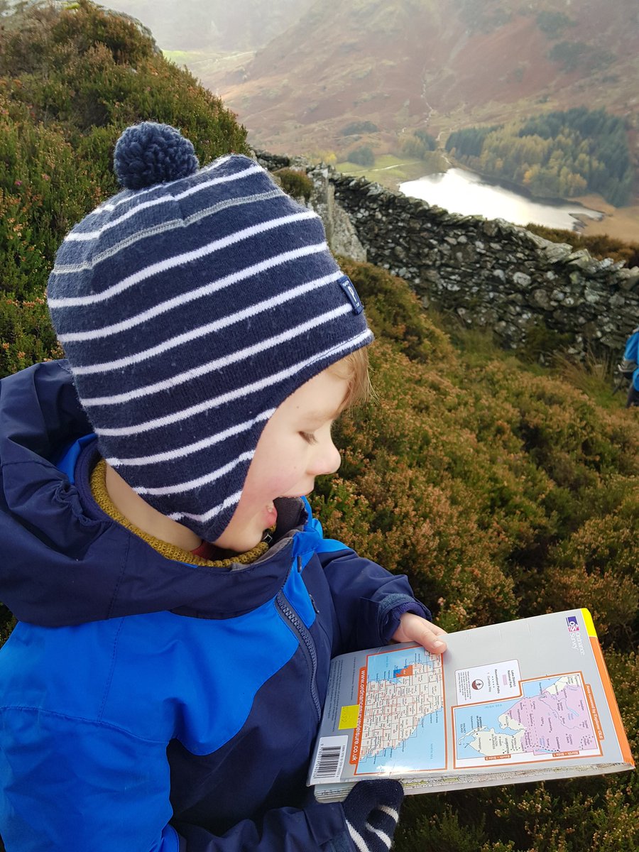 Ezra map reading in the beautiful #LangdalePikes @Bookerinfread