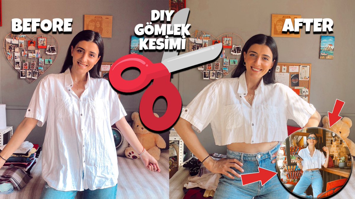 ESKİ GÖMLEKLERİMİ KESİP CROP GÖMLEK YAPTIM✂️| DIY | EASY WAYS TO UPGRADE... youtu.be/4nkco7a2Lgg <a href="/YouTube/">YouTube</a> aracılığıyla