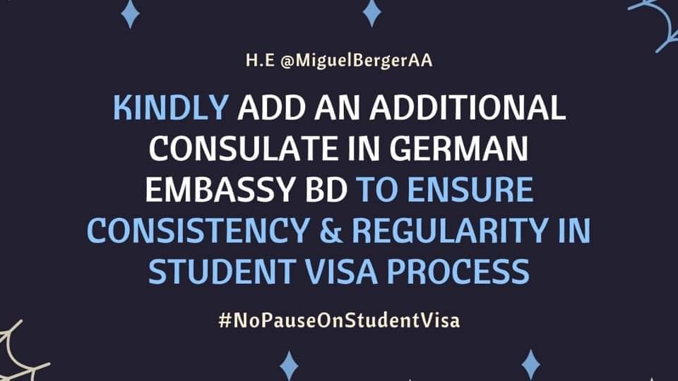 avishiplu's tweet photo. H.E @GerAmbBD We are waiting for 12mnths and if we cannot manage to join the respective Universities in the given time period we'll lose the admission. Waiting for a long time will be wasted. Give priority to student visa
#NoPauseonStudentVisa
#SpeedUpStudentVisa https://t.co/Nkr6wQNSx8