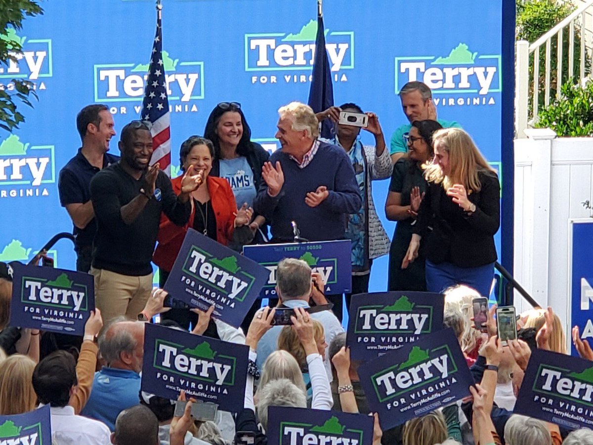 JennMcClellanVA's tweet photo. Incredible energy in Henrico with @SpanbergerVA07 and @TerryMcAuliffe! Democrats are fired up to protect our progress and elect Terry, @HalaAyala, @MarkHerringVA and our @VAHouseDems candidates on Tuesday. Let’s get it done! https://t.co/WYpv47kU1H