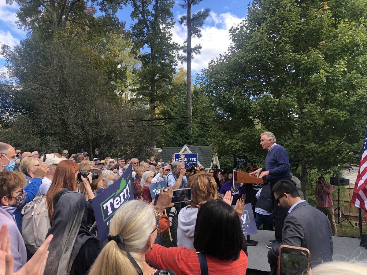 JennMcClellanVA's tweet photo. Incredible energy in Henrico with @SpanbergerVA07 and @TerryMcAuliffe! Democrats are fired up to protect our progress and elect Terry, @HalaAyala, @MarkHerringVA and our @VAHouseDems candidates on Tuesday. Let’s get it done! https://t.co/WYpv47kU1H