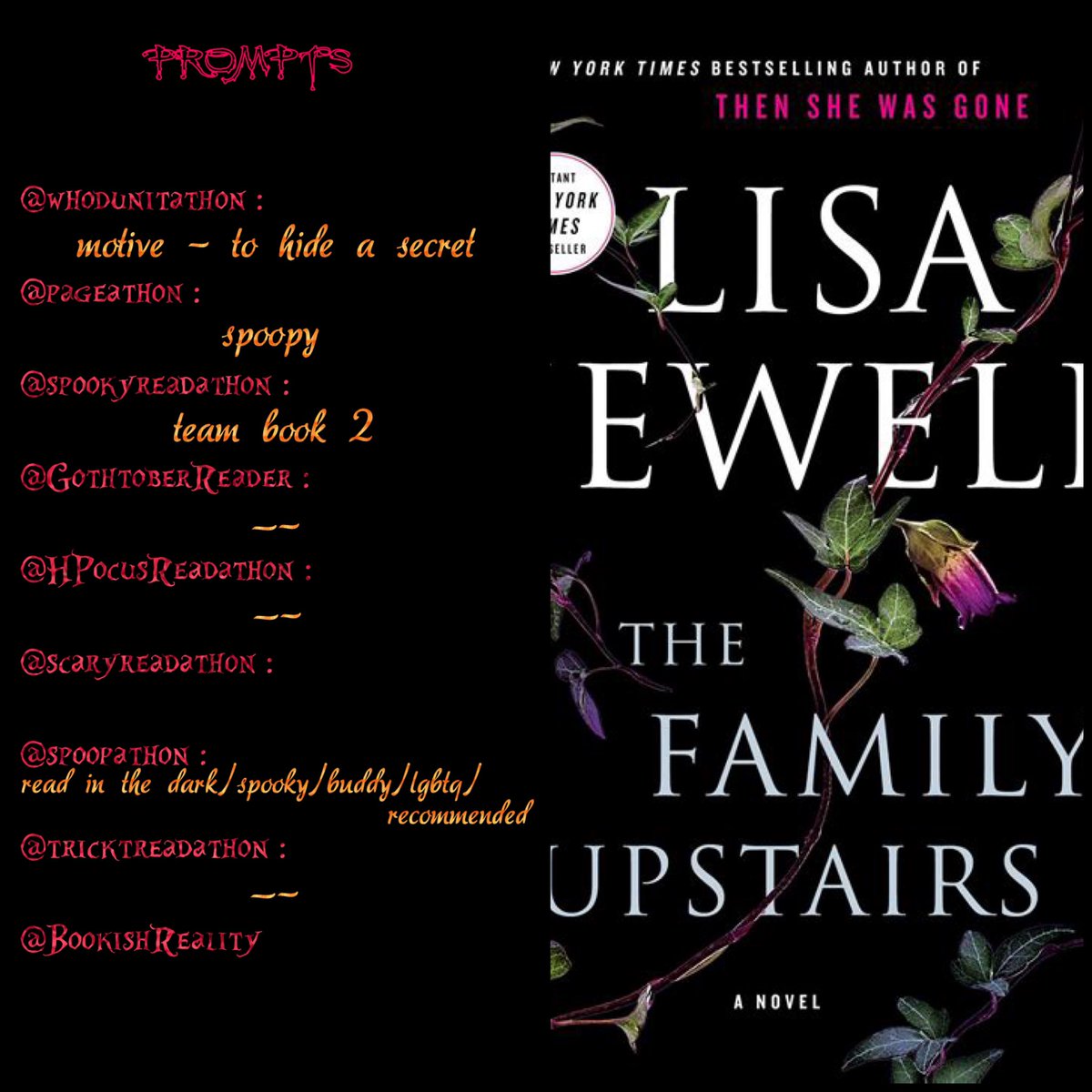 SusysStories's tweet photo. 14. The Family Upstairs ⭐️⭐️⭐️.✨
@BookishReality_ #HauntedMansion
@whodunitathon
@pageathon #TeamSummer
@spookyreadathon #TeamZombies
@GothtoberReader #TeamAngels #HeavenlyHalos
@HPocusReadathon #TeamUndead
@scaryreadathon #TeamOk
@spoopathon
@tricktreadathon https://t.co/NtfxXjYya8