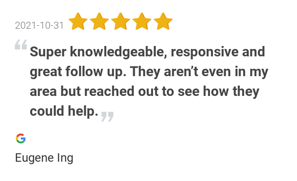 New 5.0-star Review: "Super knowledgeable, responsive and great follow up. They aren’t even in my area but...