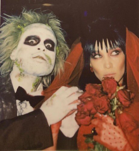 hadidrchive's tweet photo. bella hadid and the weeknd as lydia and beetlejuice (2018) https://t.co/WuA2M9Y3Ns