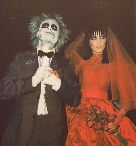 bella hadid and the weeknd as lydia and beetlejuice (2018)