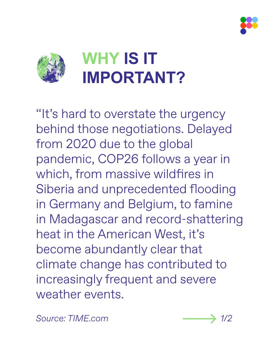 thepangaia's tweet photo. Today marks the start of COP26. Everyone is talking about the Summit these days - but what is it about and why is it important? Swipe for a quick crash course on COP26. 
Visit @COP26 for more info. 
https://t.co/V556x56zP7

#COP26 #PANGAIA #COP26Glasgow https://t.co/LofxIYnBjT