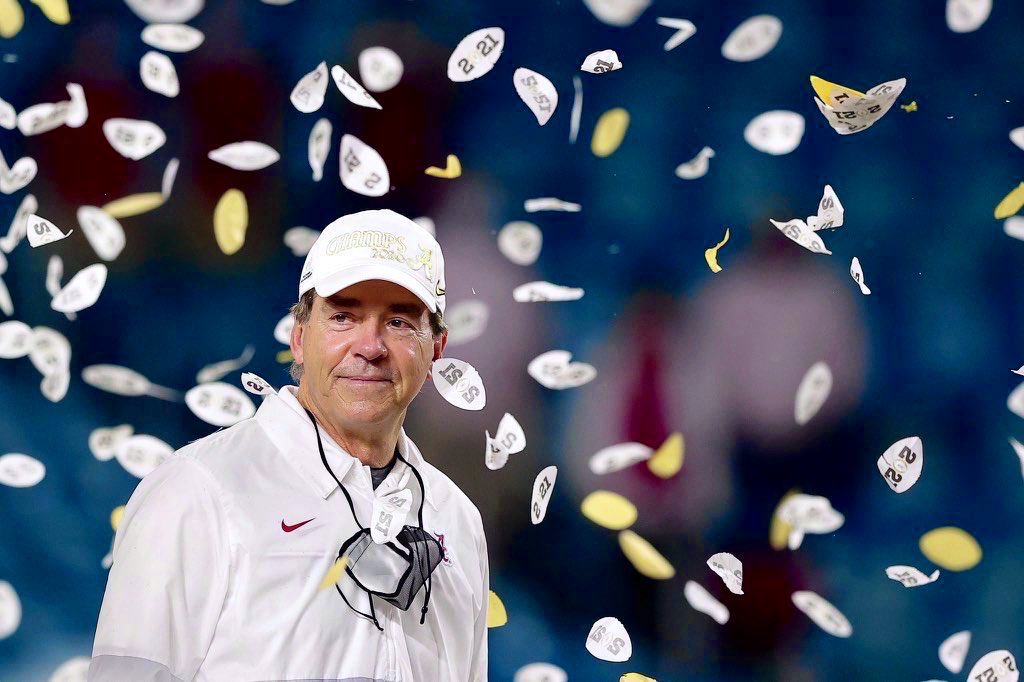 RyanCFowler's tweet photo. Happy Birthday, Nick Saban, and thank you for building the greatest dynasty in college football history.

6 National Titles 
7 SEC Championships 
3 Heisman Winners 
177 Wins 
39 1st Round Draft Picks 
58  1st Team All-Americans 
106 Total Draft Picks

#RollTide https://t.co/ovVR5AHih1