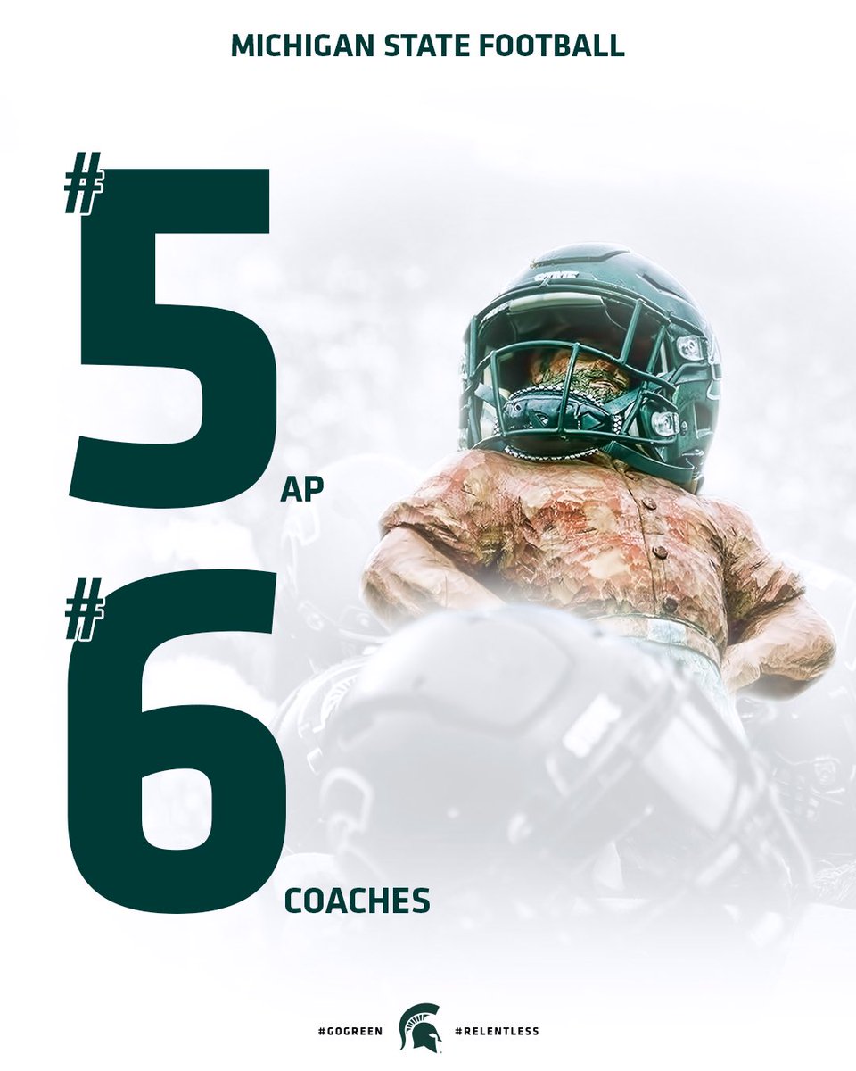MSU_Football's tweet photo. Moving up 📈 #GoGreen https://t.co/Z2QbgP3acy