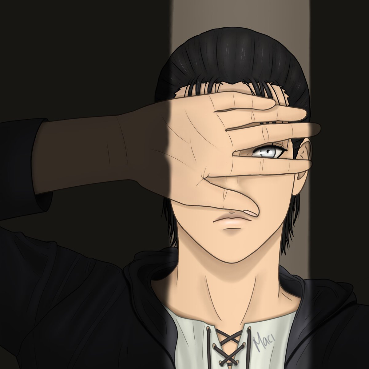 Maci_rambles's tweet photo. I sadly didn't have the time or the mind space to do the piece I had planned for #erenweek2021. So, please accept this repost for day 7: freestyle.
Just a redraw of a frame of banana fish op 2 but made it Eren 😊 https://t.co/OIhy8OfJNV