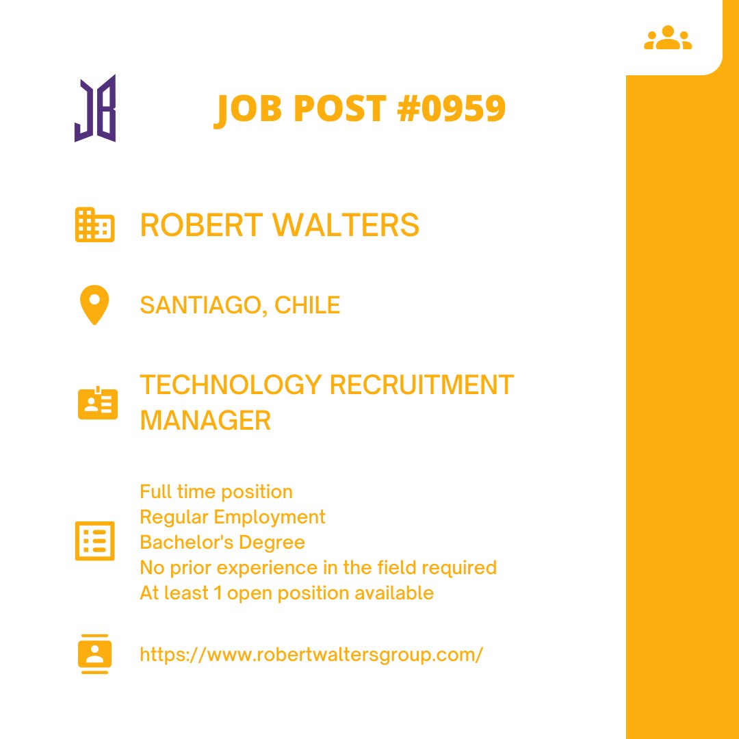 BTSARMYJobBoard's tweet photo. #BAJBChile
SANTIAGO, CHILE
https://t.co/6sSkOMoQp9
#BAJBHR #BAJBBusiness
ARMYs, kindly contact the job poster / hiring party directly for more information. π
Good luck! π https://t.co/ism22q4DiJ