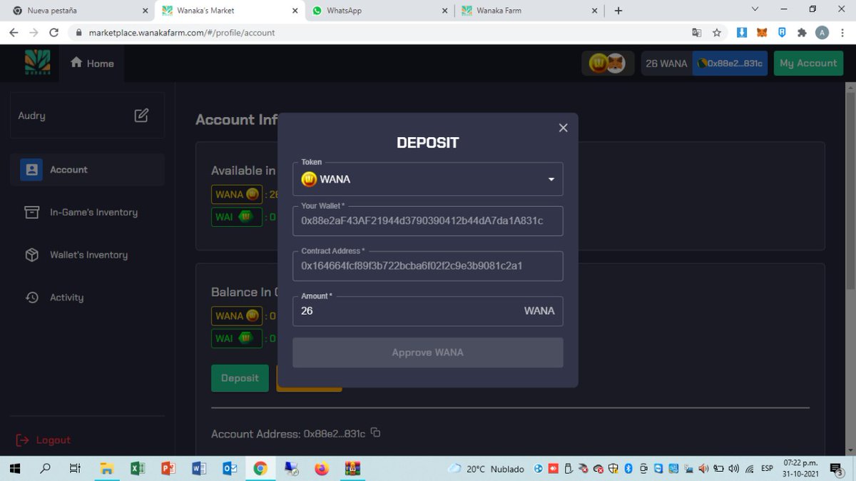Sagatox's tweet photo. @Wanaka_FarmES Hola, tengo problemas para depositar mis wana.
Me pueden ayudar? https://t.co/Nn82DpjPdO