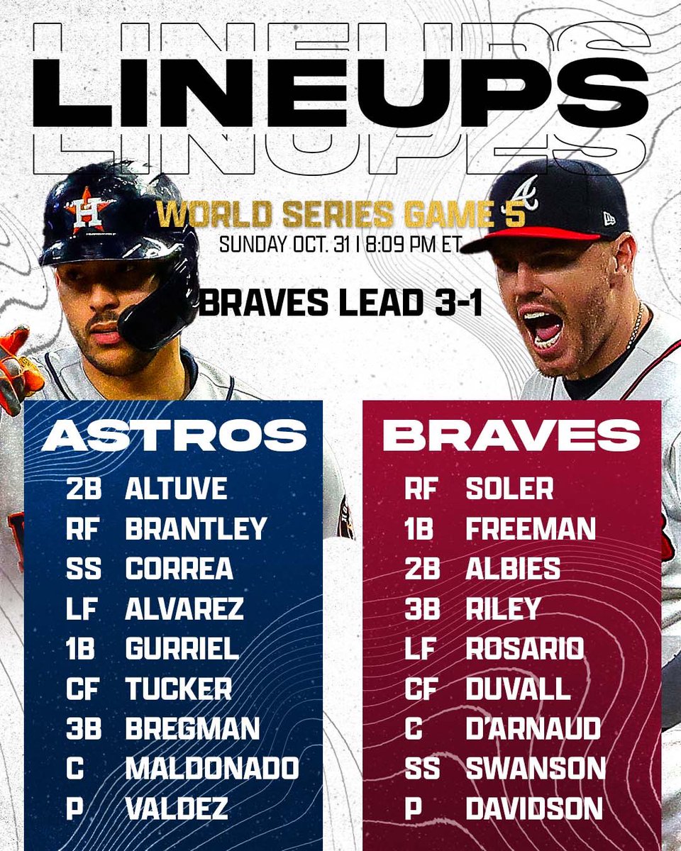 [LIVE] (MLB) HOU @ ATL 2021世界大賽Ｇａｍｅ５