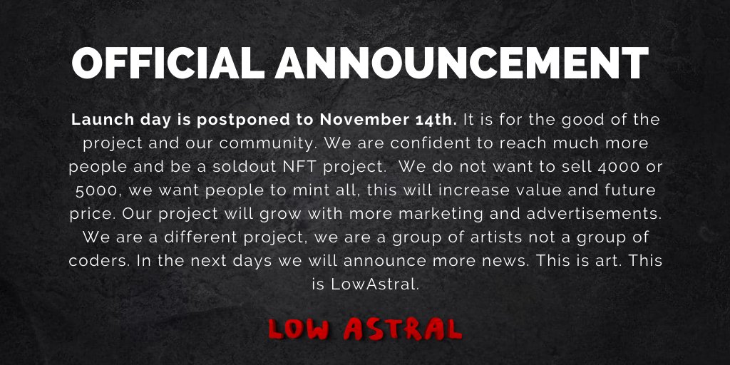 LowAstral NFT | November 20th, 9PM UTC tweet media