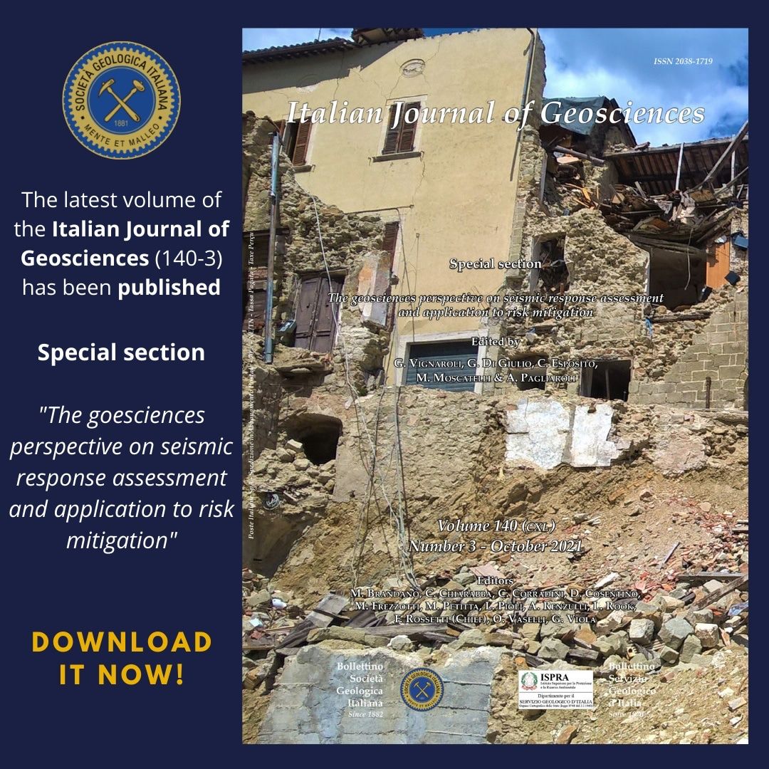 Deformation, Fluids, Tectonics Group #UniBO (@dft_unibologna) on Twitter photo ‼️The newly published issue of the Italian Journal of #Geosciences includes the Special section "The geosciences perspective on #seismic response assessment and application to #risk mitigation" edited by our <a href="/DFT_UniBologna/">Deformation, Fluids, Tectonics Group #UniBO</a> member Gianluca Vignaroli <a href="/GianlucaVignar1/">Gianluca Vignaroli</a>
<a href="/SocGeol/">Società Geologica It</a> ‼️The newly published issue of the Italian Journal of #Geosciences includes the Special section "The geosciences perspective on #seismic response assessment and application to #risk mitigation" edited by our <a href="/DFT_UniBologna/">Deformation, Fluids, Tectonics Group #UniBO</a> member Gianluca Vignaroli <a href="/GianlucaVignar1/">Gianluca Vignaroli</a>
<a href="/SocGeol/">Società Geologica It</a>