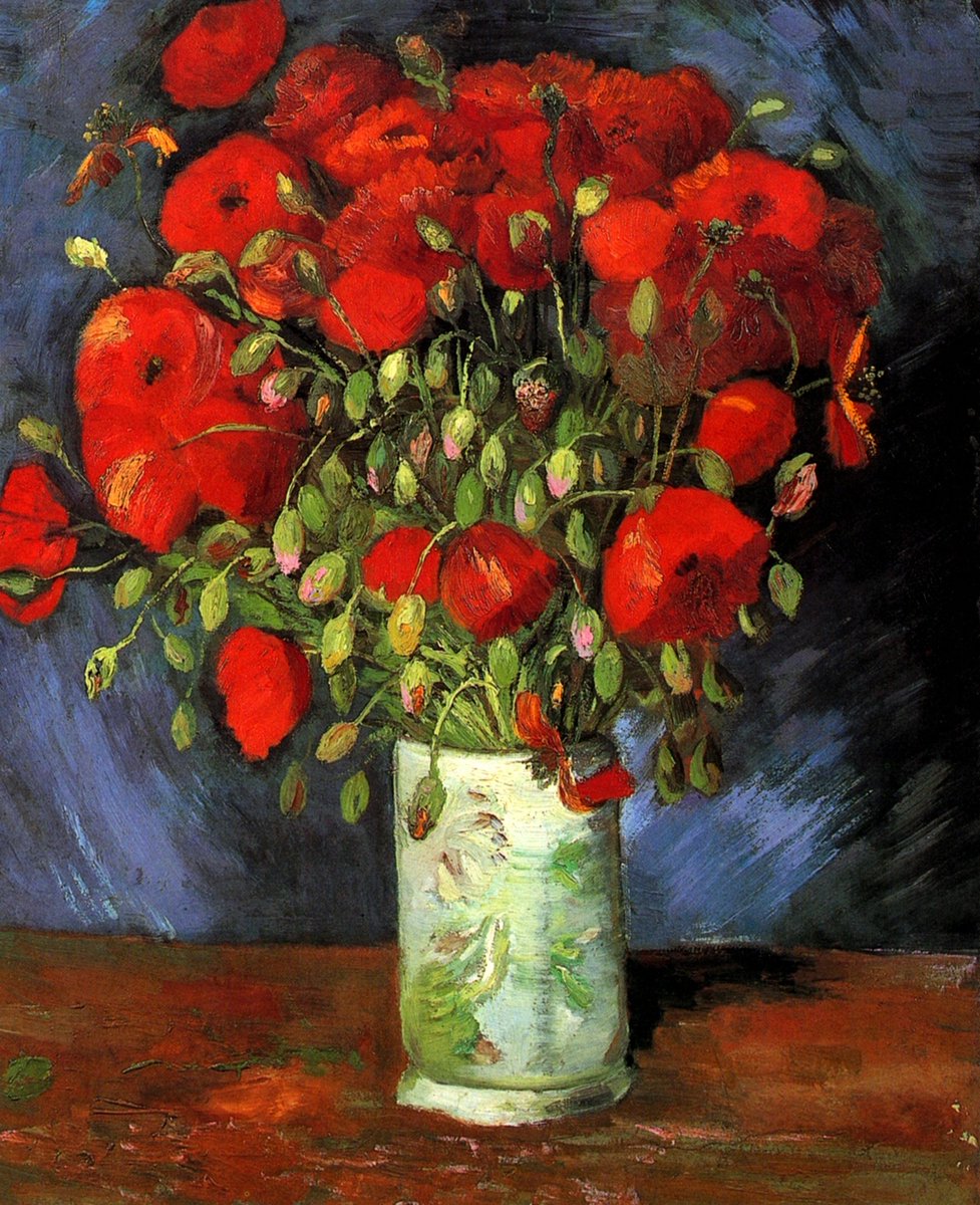 Vase with Red Poppies, 1886 #vincentvangogh #postimpressionism
