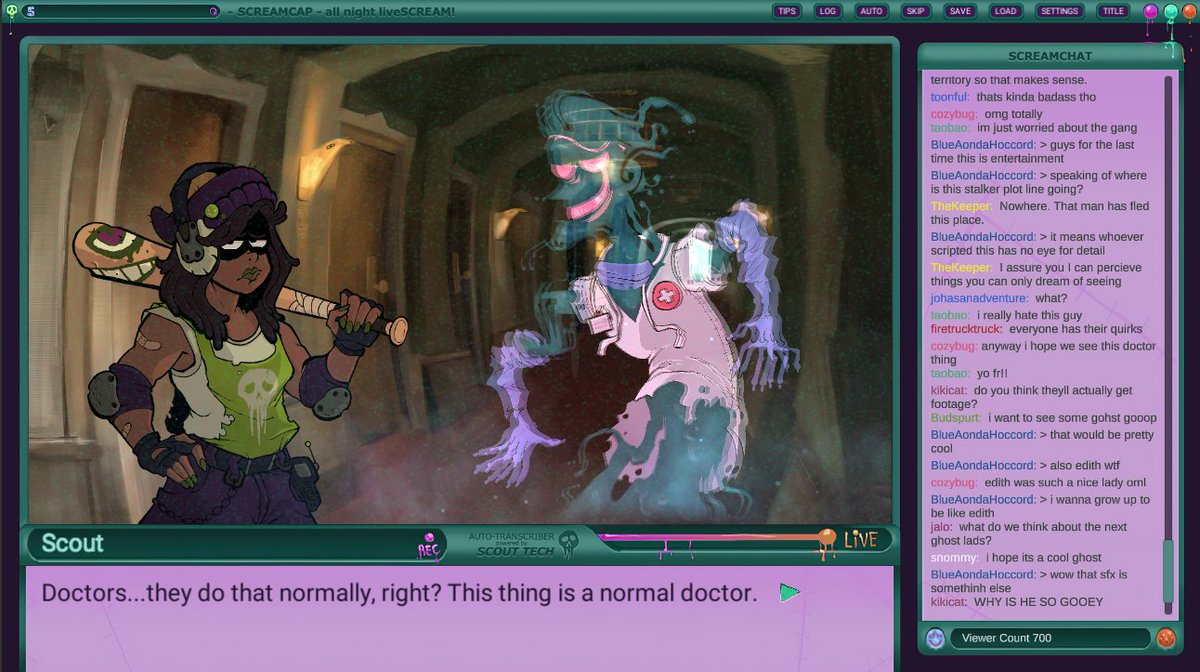 dude_jude_'s tweet photo. I wanted to share with everyone a spooky project I've been working on! This is ScreamCap - a visual novel about a rising team of live streaming paranormal investigators and what happens when one of their own is haunted by something they've never encountered before!👻❤️ https://t.co/T4812hFKkR
