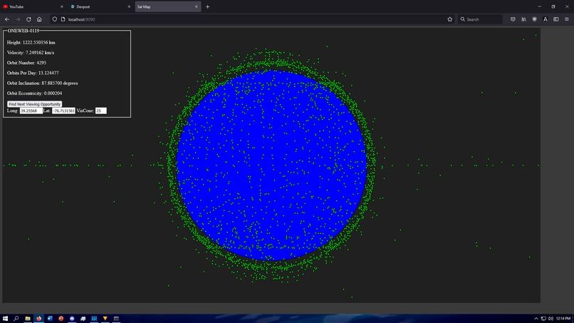 MLHacks's tweet photo. We were blown away by this awesome Space App at #hackumbc2021 - Sat Map is an interactive map of all active satellites orbiting Earth using Celestrak data and a mathematical model called SGP4 pan around to view satellites! Check it out here: https://t.co/sHJfglYL3u https://t.co/uzkBWr0d6F