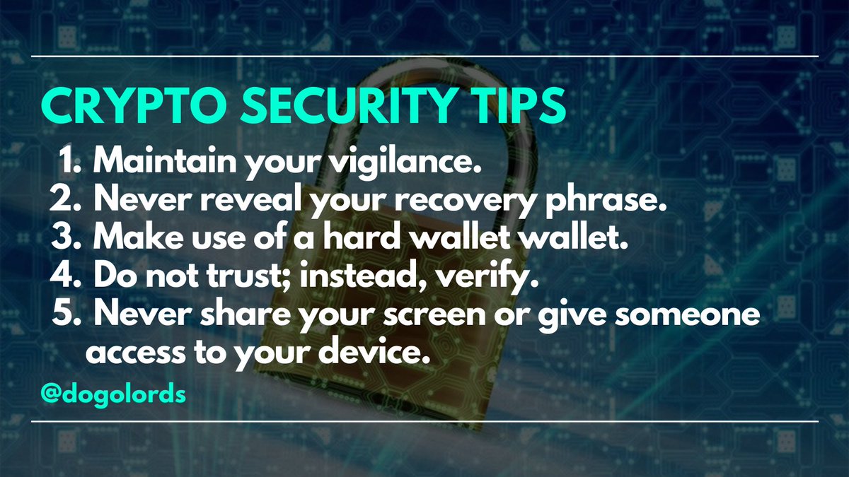 dogolords's tweet photo. Over time, scammers will become more sophisticated, making it easier for them to deceive you and steal your assets.

To avoid paying the price later, develop good habits now.

#NFTCommmunity #Crypto https://t.co/NWi39byh7E