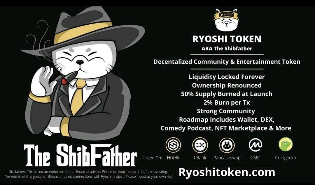 The foundation for success is honesty, integrity, faith, love &amp; loyalty! 

These are also key characteristics of our project and the reason we are greatly appreciated throughout the world. 

GO SPREAD THE WORD OF RYOSHI TOKEN! 🔥