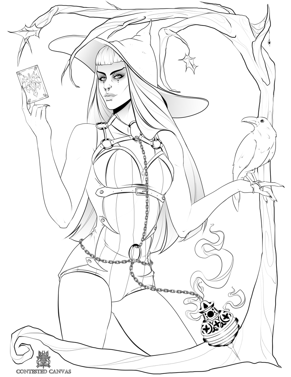 MischiArt's tweet photo. Happy Halloween, everyone! 🎃 I hope you have a blast tonight!

Here's a witchy coloring page for you to enjoy, courtesy of my patrons and me!  #HappyColoring 🖍️ (personal use only, please)  🧹 https://t.co/NUBibqzHmO