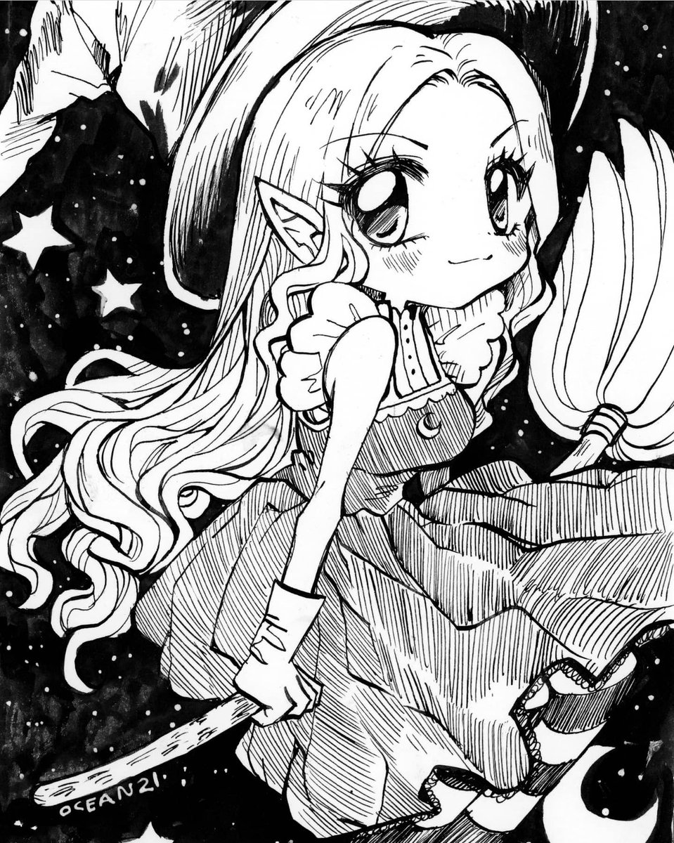 _oceaninspace's tweet photo. Day 31. Witch 🧙‍♀️
With that Cute Girltober 2021 is DONE😭🙌🙌🙌!!!!
I'll be putting all the original inks up for sale in my shop this Friday + a very small run of zines! https://t.co/BG61eTBXih