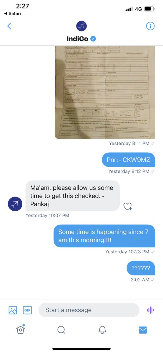 JinxedMiss's tweet photo. @IndiGo6E since 7 am on 31st October people from your end are “ checking into it “ 
You guys have taken Halloween really seriously as this has been a total nightmare !! Where the f**k is my luggage ????!!!!! https://t.co/Ejo8D7yLTe