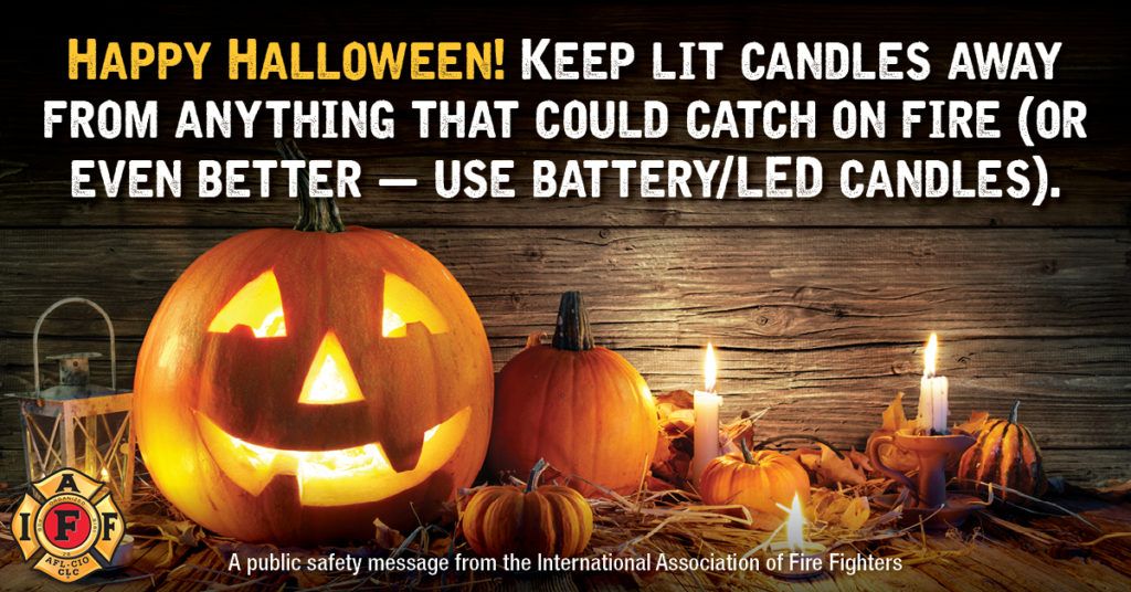 2874Iaff's tweet photo. Happy Halloween!!! 🎃

Remember to keep candles away from anything that could catch on fire, away from children or pets, and ensure they are never left unsupervised.

#SquamishFire #IAFFSafetyTips https://t.co/WtNb6J7TNf