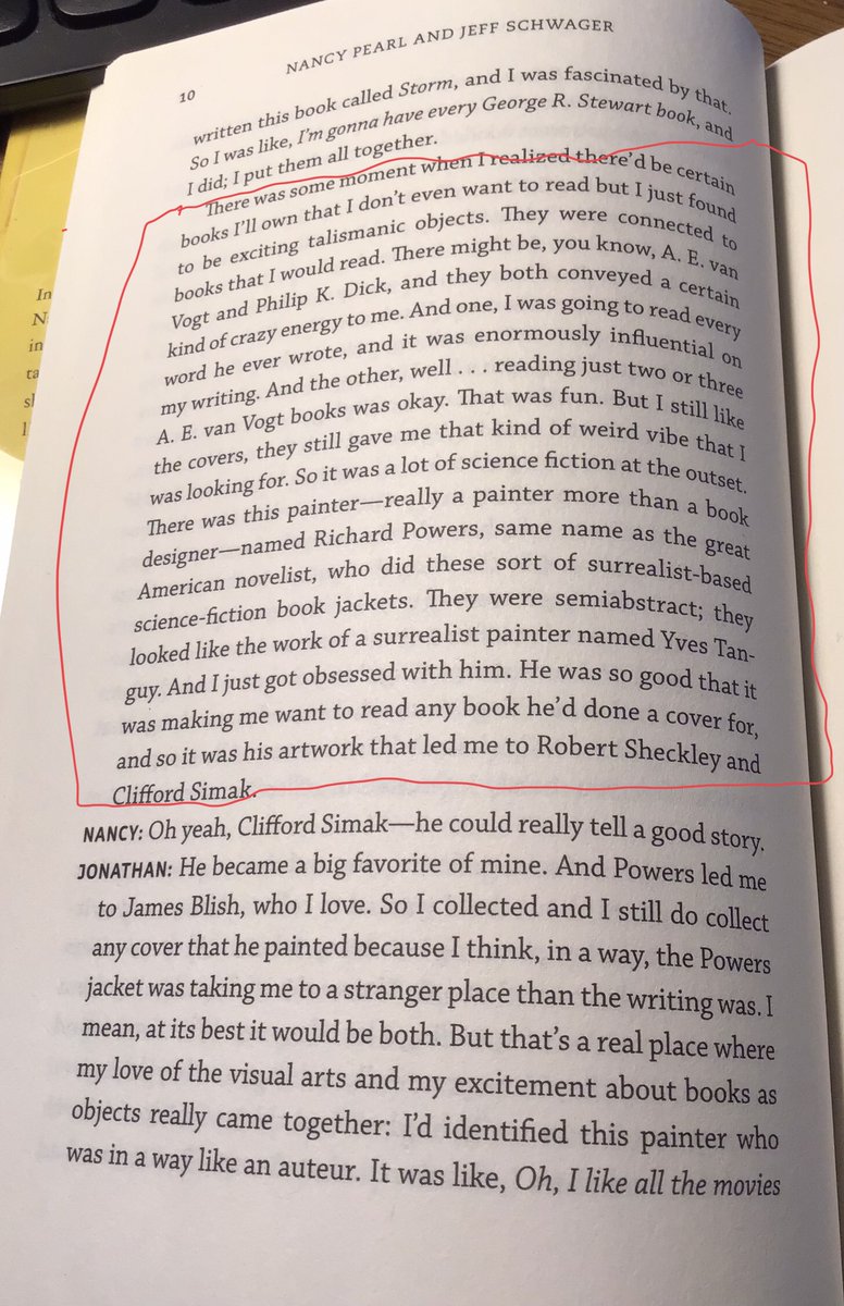 jftuckerman's tweet photo. @SFRuminations I was reading about writers and their book collections and came across this about Jonathan Lethem who, like you, will buy and read anything with a Powers cover. He compares his work to Yves Tanguy…I certainly see the resemblance. Wonder if Powers ever cited him as an influence? https://t.co/HrBOYPKu89