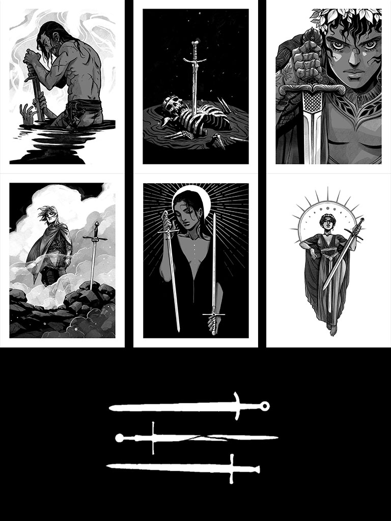 beckycloonan's tweet photo. Tomorrow on @ComicsMystery: A limited edition postcard style book of 24 prints from the month of Swordtember, bound together like a notebook!! Twenty four 5"x7" prints you can either hang individually, or keep on your shelf to flip through! For *serious* fans of swords. https://t.co/ud7ePGuB1P