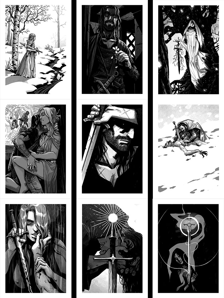 beckycloonan's tweet photo. Tomorrow on @ComicsMystery: A limited edition postcard style book of 24 prints from the month of Swordtember, bound together like a notebook!! Twenty four 5"x7" prints you can either hang individually, or keep on your shelf to flip through! For *serious* fans of swords. https://t.co/ud7ePGuB1P
