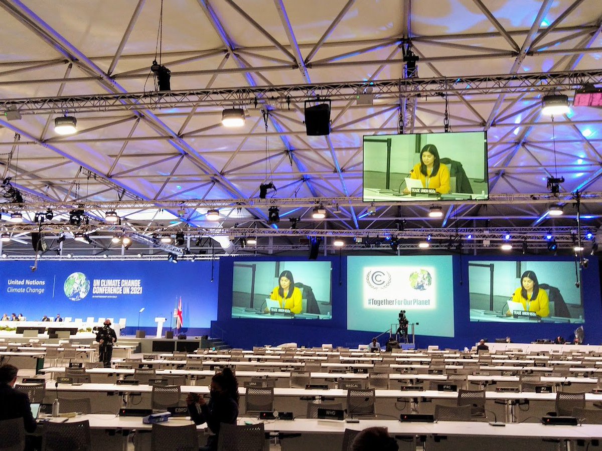 'If we are to dream a liveable future🌍, every industry and sector must decarbonize today. Greater ambition can only happen with #JustTransition, where policies deliver #QualityJobs and #SocialProtection for workers👷👷‍♀️, families and communities.' @ituc opening statement @COP26