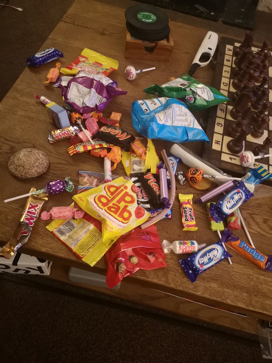 A successful stash from our  guising! Stewart's joke this year....
"Why is a cemetery a good place to write a story?
Because there are lots of plots"
🎃🦇👻😆😆😆