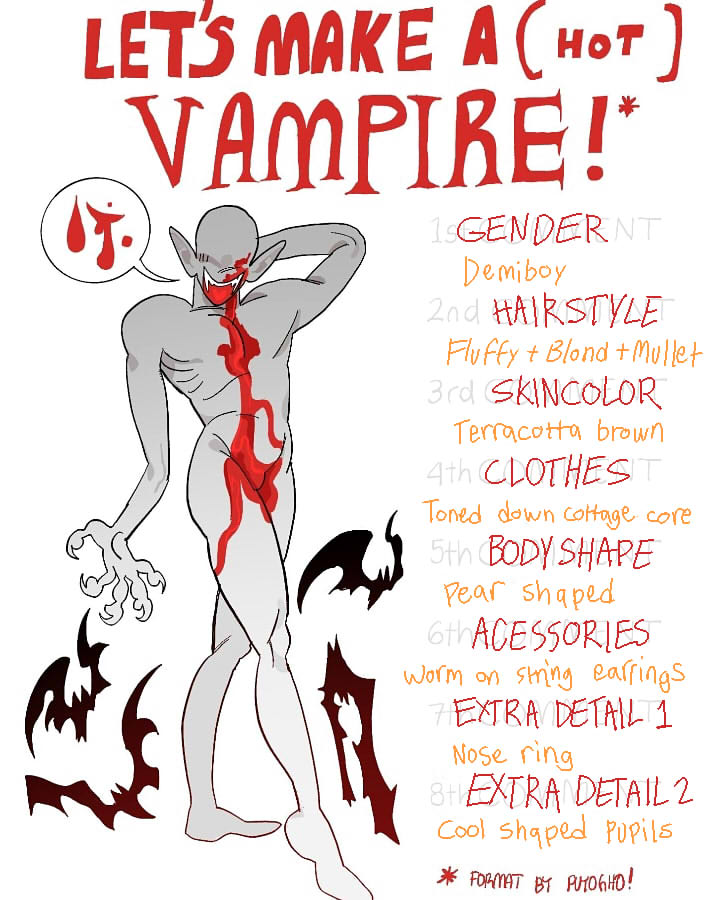 Did another sexy vampire generator thing over on Instagram. I didn't think I would be able to pull off a combo of cottage core and "worm on string earrings" but I must say it's a look!