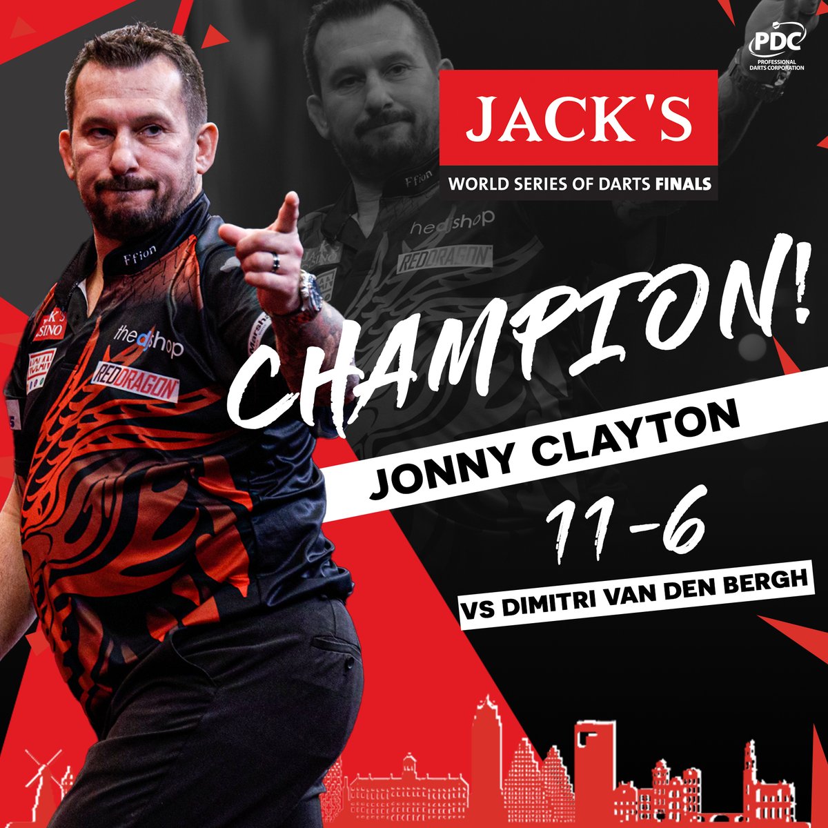 𝗖𝗹𝗮𝘆𝘁𝗼𝗻 𝗱𝗼𝗲𝘀 𝗶𝘁 𝗮𝗴𝗮𝗶𝗻 🏆

It's a fourth TV title of the year for Jonny Clayton as he beats Dimitri Van den Bergh to be crowned the 2021 Jack's World Series Champion!

An incredible year for the Welshman and another brilliant final display 👏