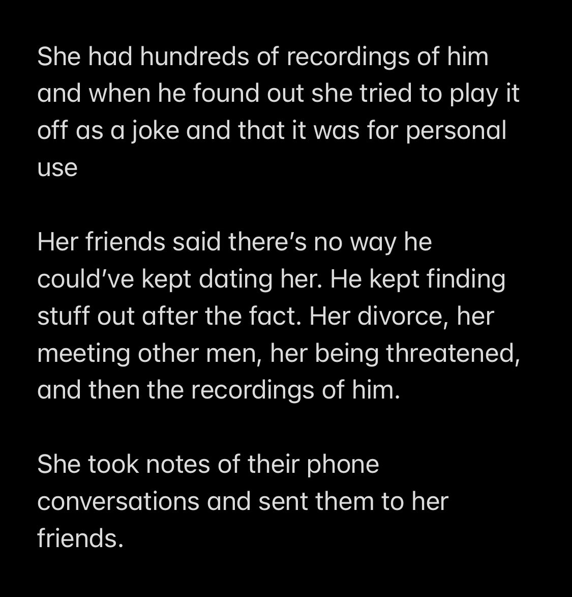 These are based on interviews with her friends.