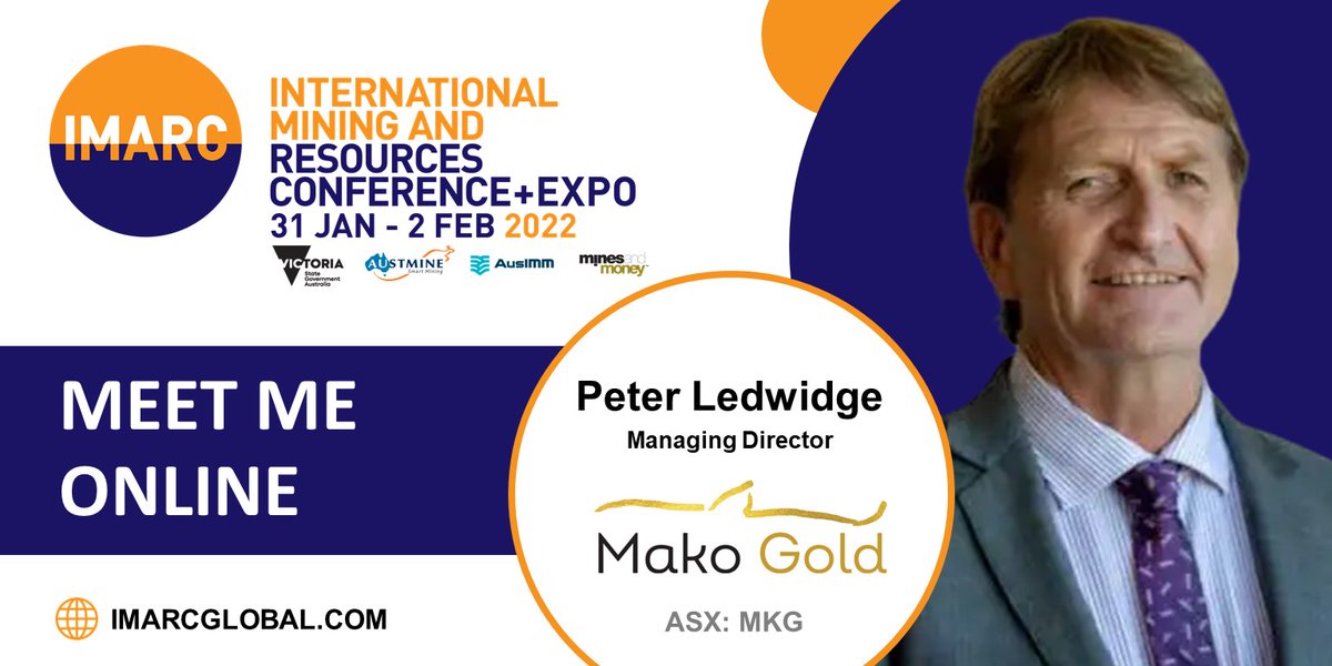 Hear from @MakoGoldLtd #ASX $MKG as they showcase the latest developments with their #mining projects at this year's #IMARC. View the conference program at hubs.ly/H0-k9dv0 #mining #investment <a href="/MinesandMoney/">Mines and Money</a>
