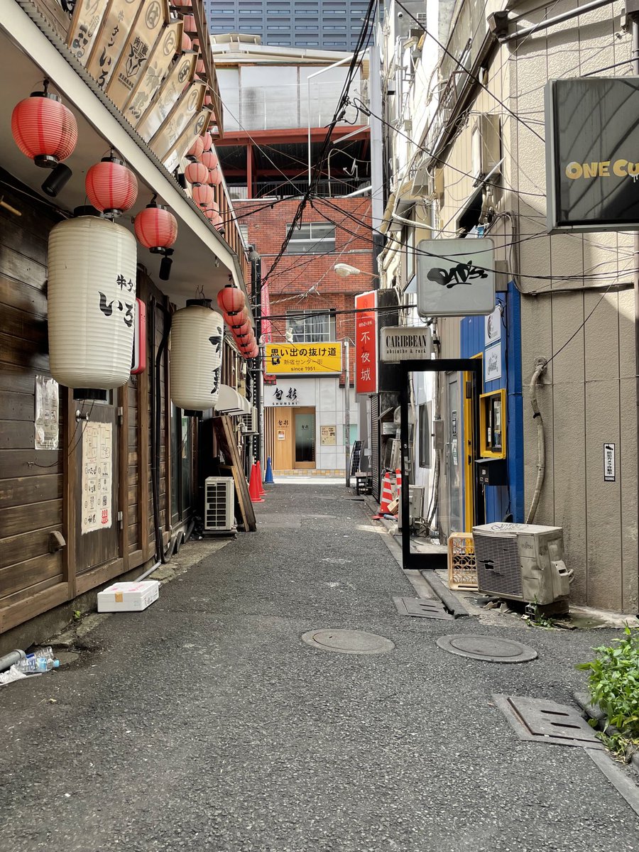 〜忍極散歩〜
歌舞伎町・思い出の抜け道

歌舞伎町の奥の方にある、小さな飲み屋が密集する小道です。
極道はここで夢澤と飲み歩いてるところを、ガムテに襲撃され返り討ちにしました。 