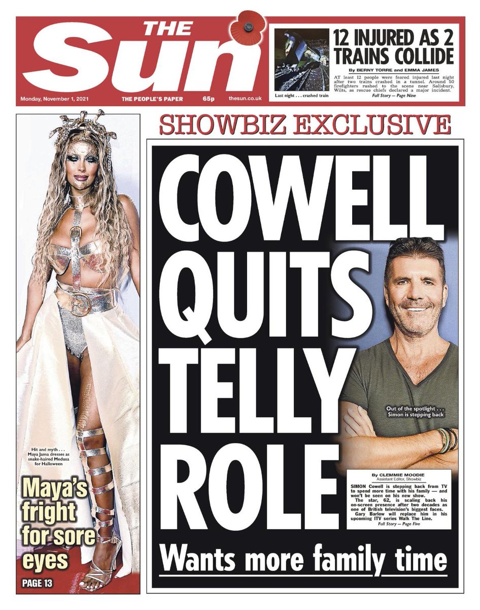 TheSun's tweet image. Tomorrow's front page: Simon Cowell is quitting telly role to spend more time with his family
thesun.co.uk/tv/16592611/si…