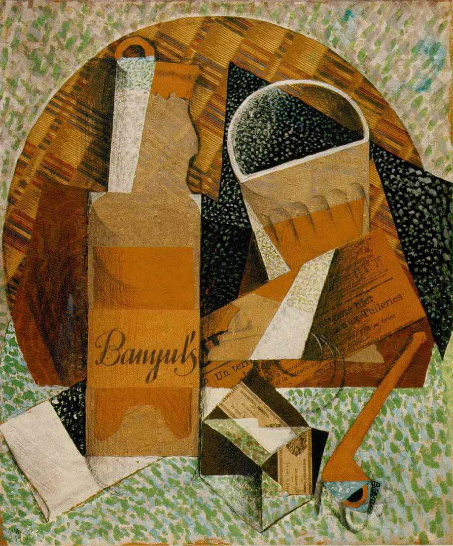 artist_gris's tweet photo. The Bottle of Banyuls, 1914 #syntheticcubism #juangris https://t.co/xVuPwSCN1J