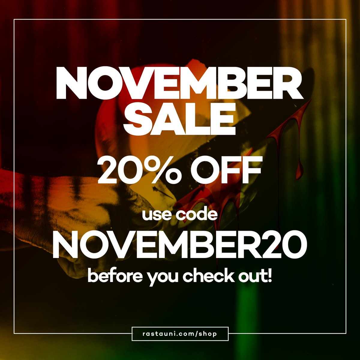 RastaUniversity's tweet photo. 📣📣📣 RING DI ALARM!!! ✊ 20% OFF all November! 👉 https://t.co/D3MzNYpHxs https://t.co/C0UWbQ5YUy