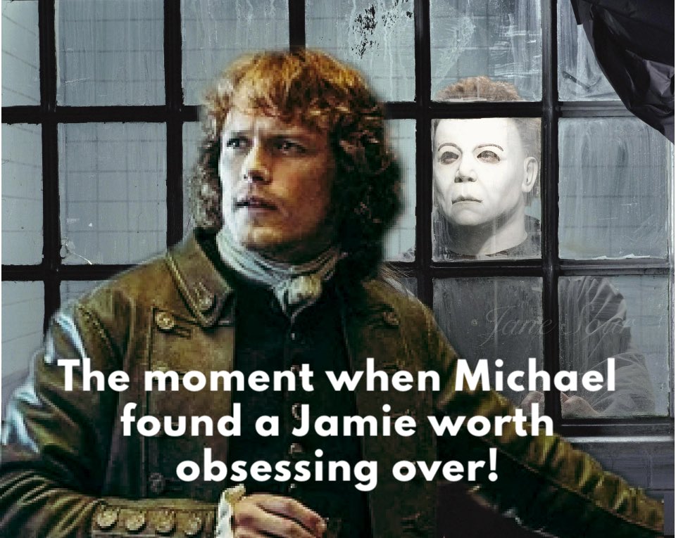 girlsour's tweet photo. Had to be done 🎃👻😂👻🎃#halloween2021  #outlander #jamiefraser #michaelmyers #obsessenach https://t.co/Jyxg5xiIQl