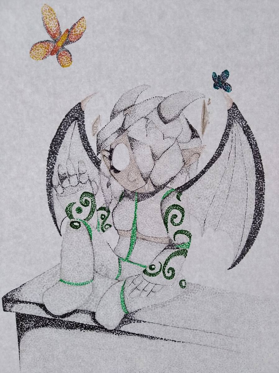 AlejandriaMelo1's tweet photo. Happy Halloween! ππ
Welp- I don't exactly have something for today, so I'm gonna post this drawing I did the past year, it's a cute gargoyle :3
I hope you like it anyways! β¨
---
#Halloween #HappyHalloween2021 #tradicionalart #A16M https://t.co/r23HatqxgW