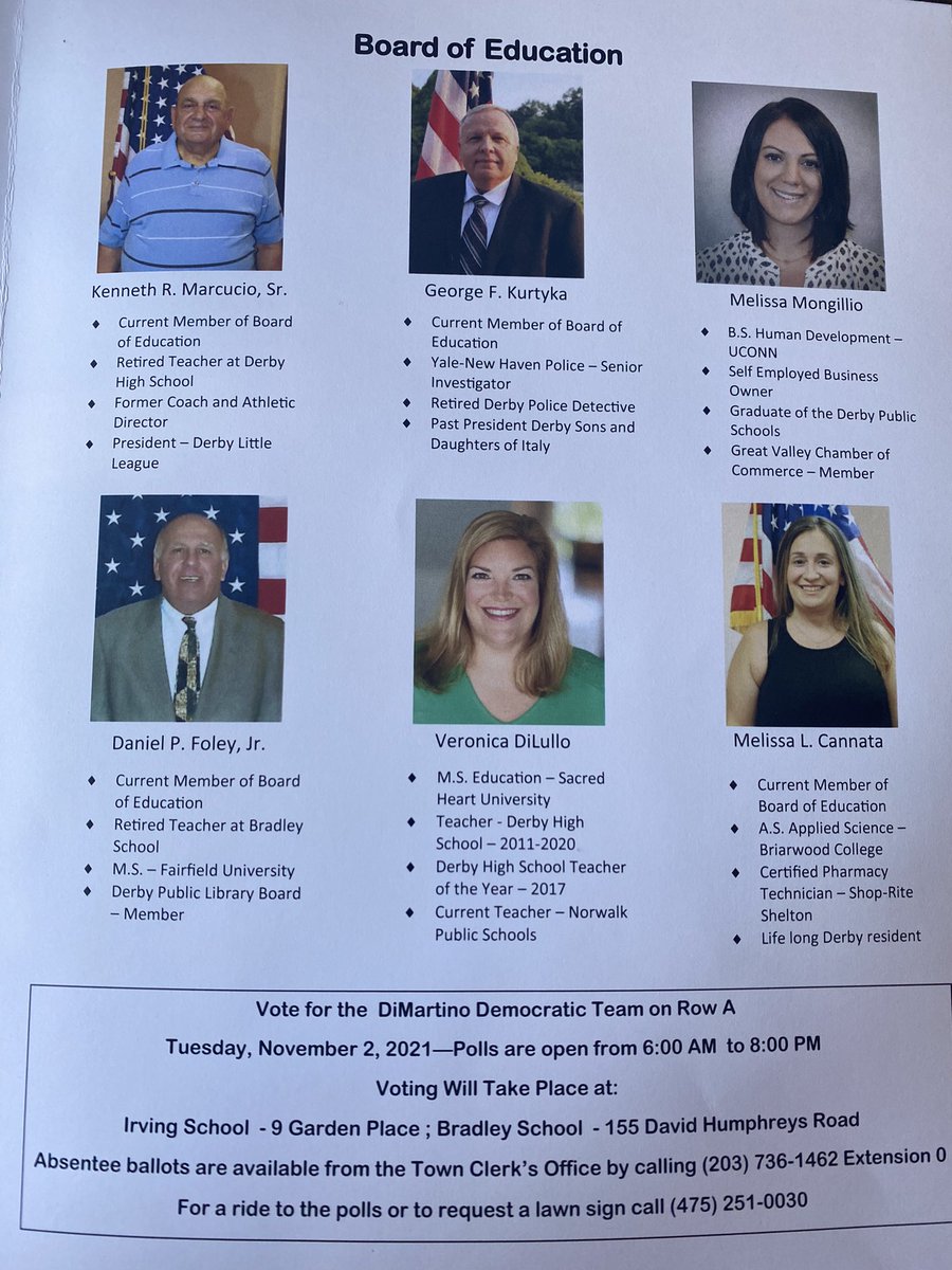 MsDiLullo's tweet photo. Derby Family &amp; Friends - I’m seeking election to the Board of Education. I’m asking for your vote on Tuesday! Thank you https://t.co/7uar1GNWQ9