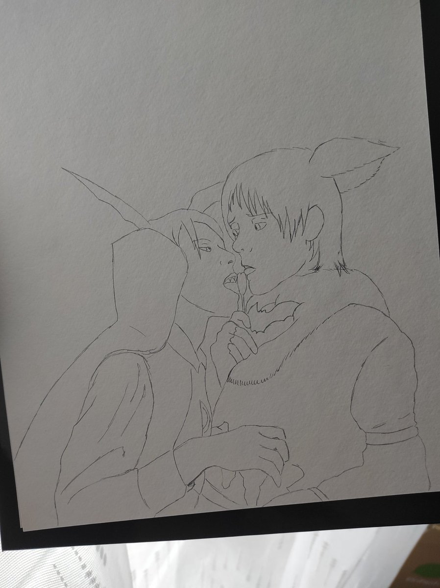 I wanted to finished this for Halloween for #Ererictober
But I have didn't enough time. I'm leaving my comfort zone.The sketch alone cost me a lot of time. I actually planned a pencils drawing,maybe I'll switch to watercolor.
I hope you recognize Lavlien and Wolfoty
<a href="/ererictober/">Ererictober (リヴァエレ & エレリ)</a>