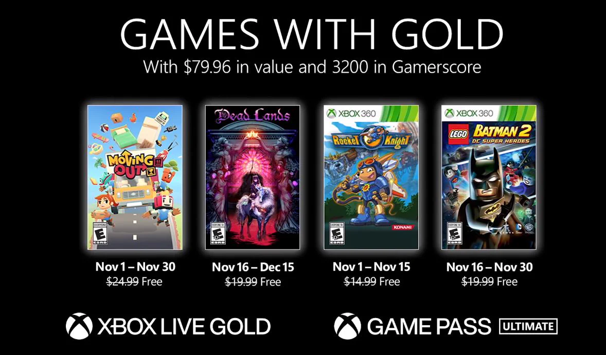 Xbox Live Games with Gold November 2021