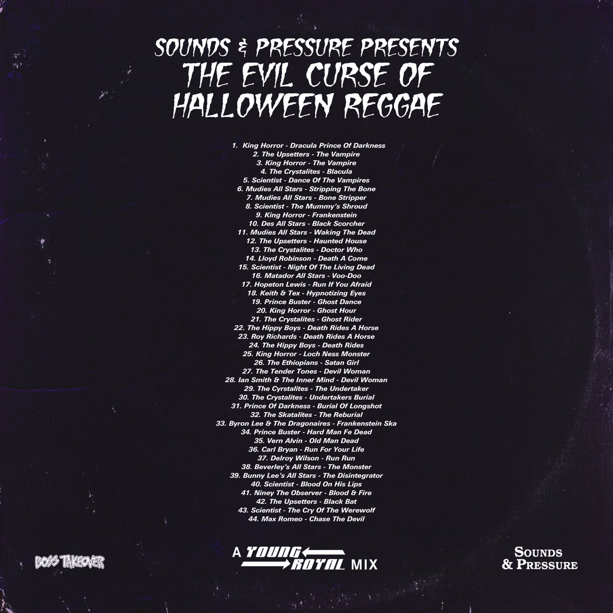 Sounds &amp; Pressure Presents: The Evil Curse Of Halloween Reggae is now live on my mixcloud! It’s just over 2 hours of the most haunted JA tunes I could think of. Perfect for your all Halloween weekend party vibes. Check it out...IF YOU DARE!! 🎃🎃🎃 mixcloud.com/youngroyal88/s…